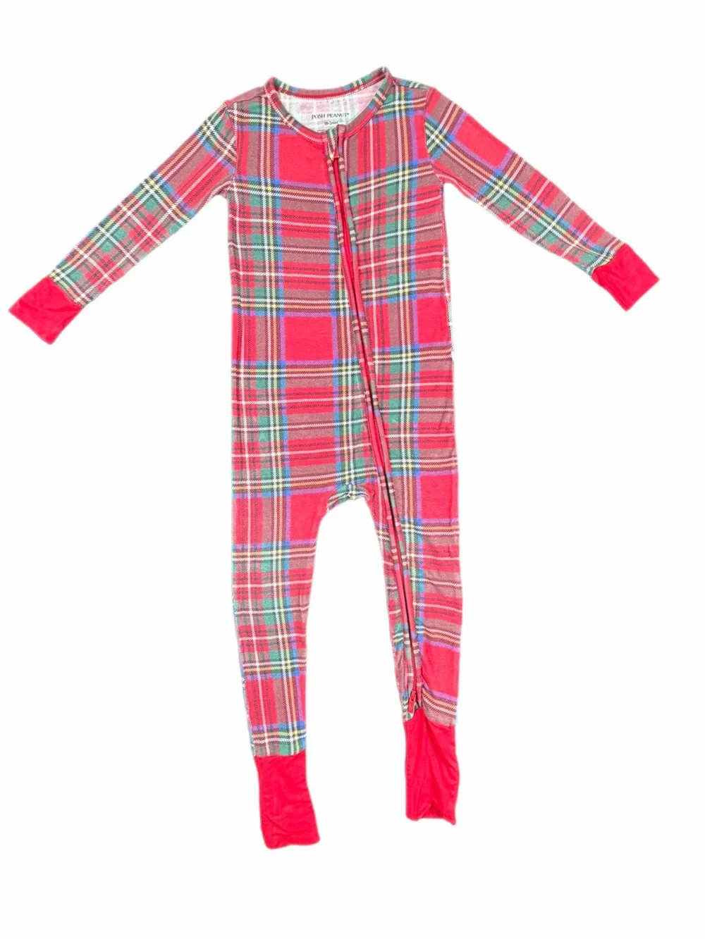 POSH PEANUT Tartan Christmas Plaid Bamboo Zip Sleeper - 18-24M